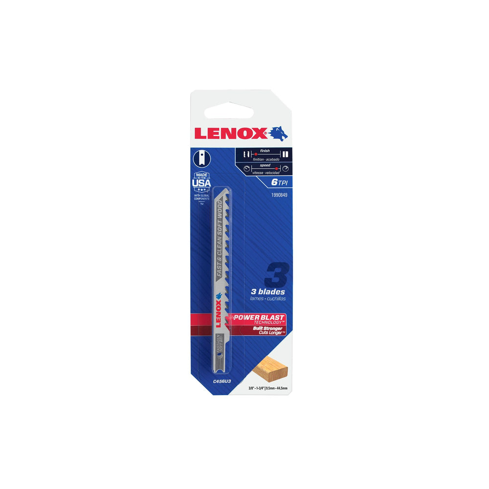 Lenox 1990849 Metal U-Shank Clean Soft Wood Jig Saw Blade, 6 TPI