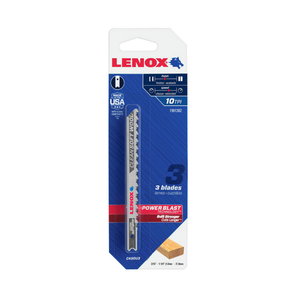 Lenox 1991382 Metal U-Shank Clean Wood Jig Saw Blade, 10 TPI