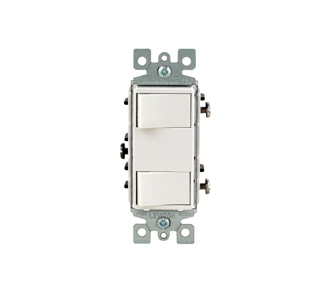 Leviton 01754-0WS Decora Combo Switch, White, 15 Amp