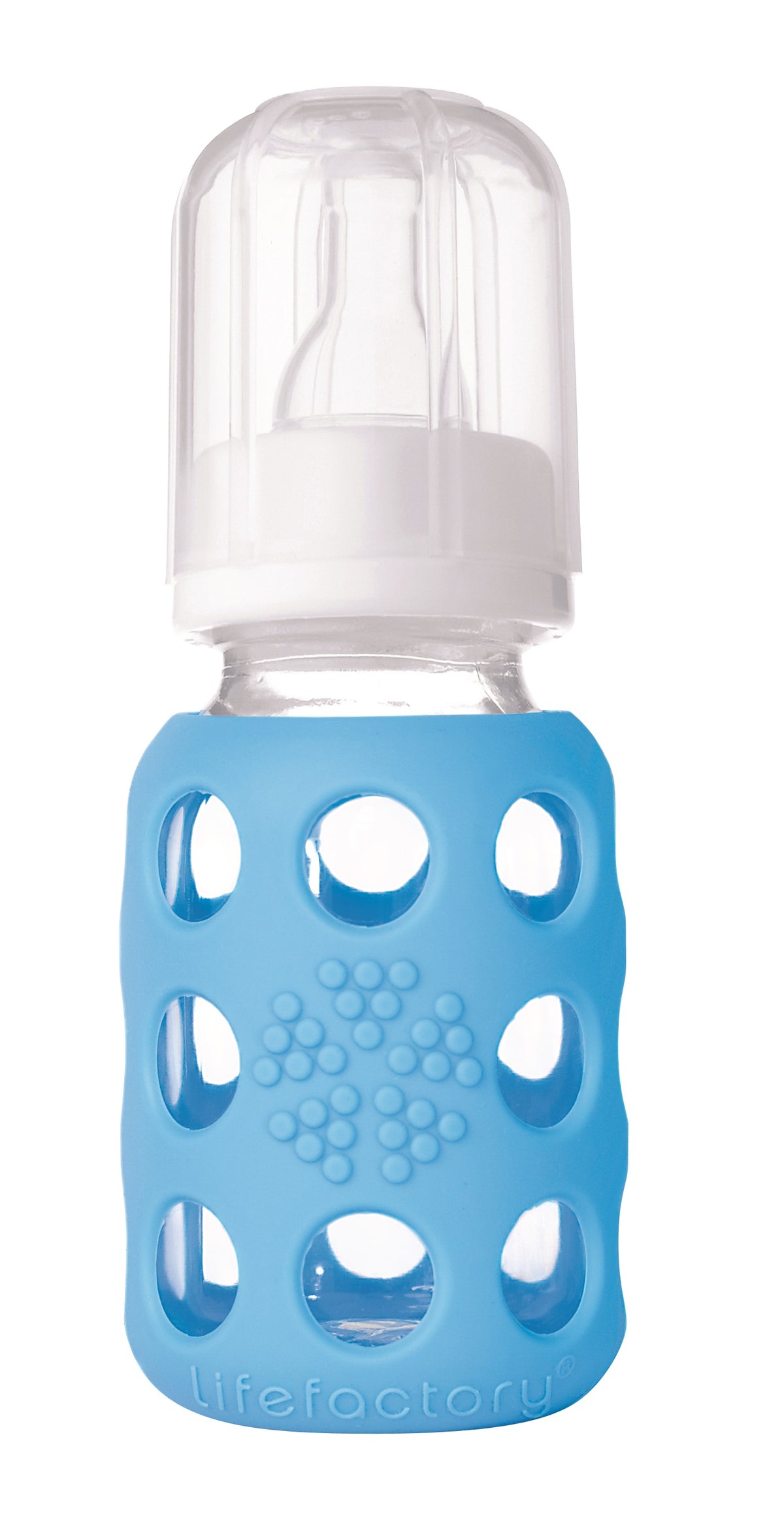 Lifefactory 110000 Baby Glass Water Bottle, Sky Blue,  4 Oz