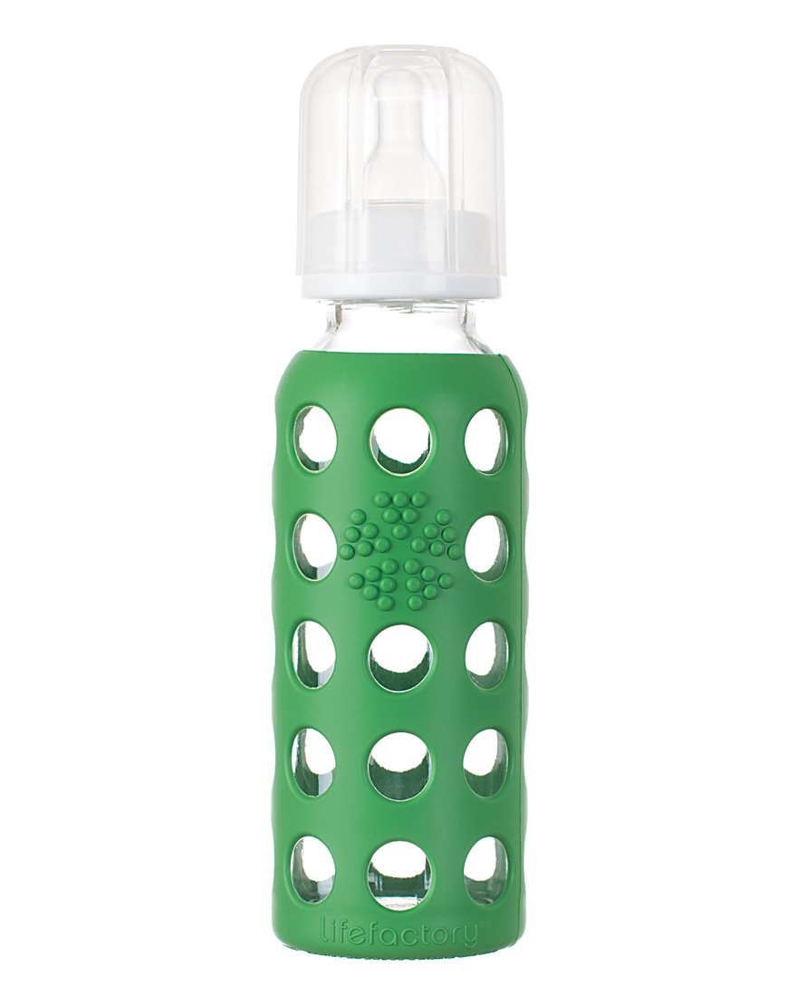 Lifefactory 110059 Baby Glass Water Bottle, Grass Green, 9 Oz