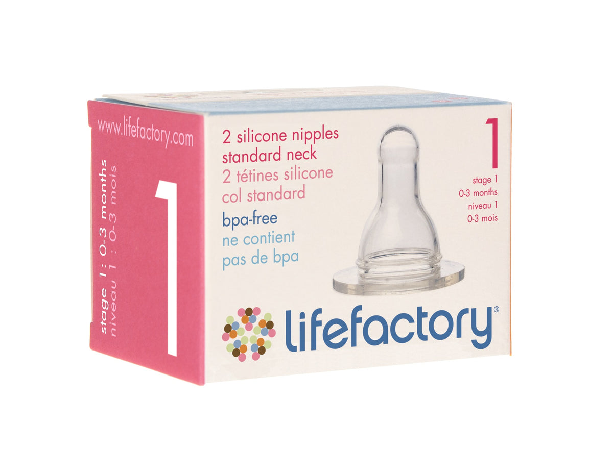 Lifefactory 111004 Stage 1 Nipples (0-3 months), Clear, Pack/2