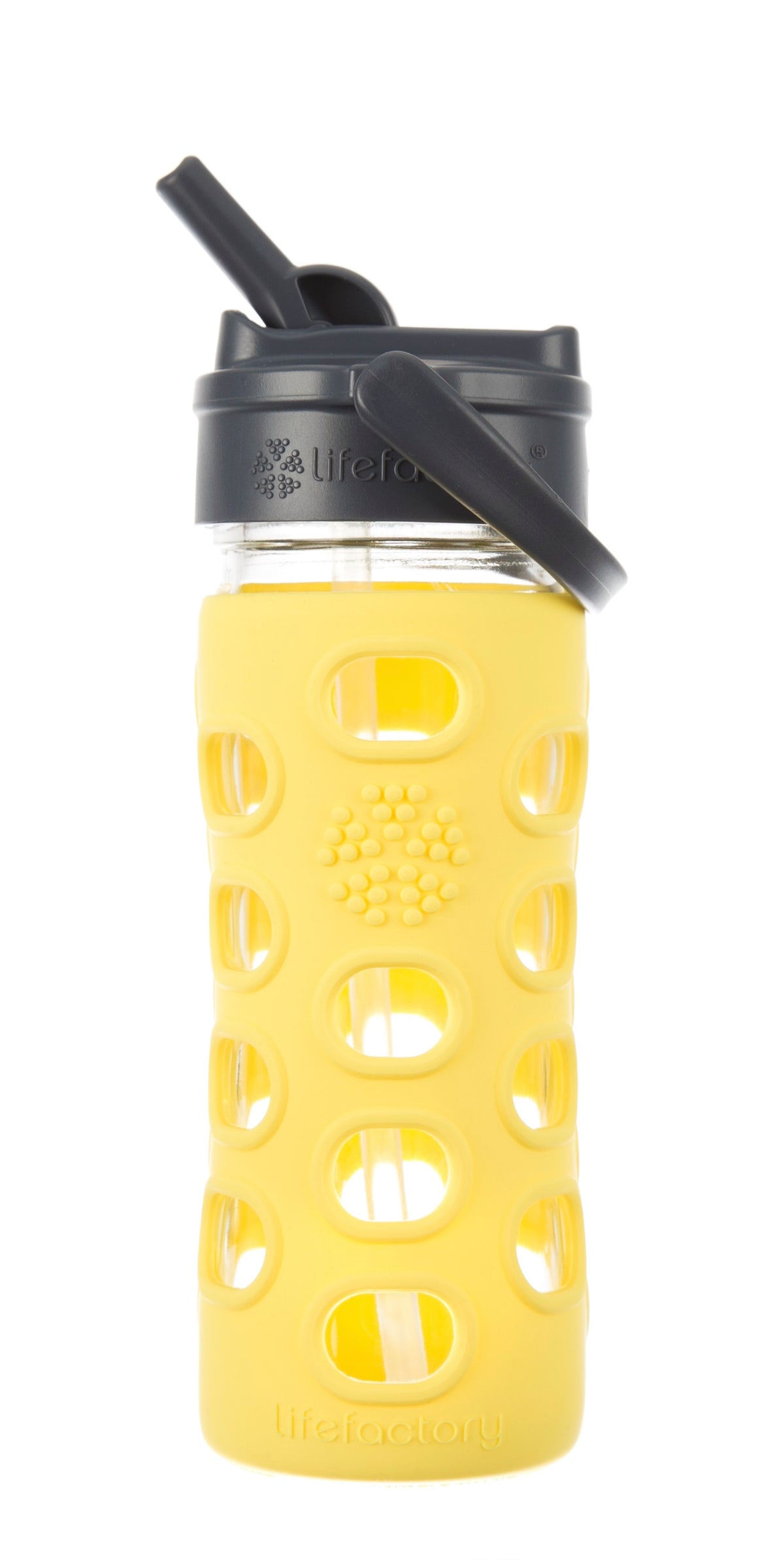 Lifefactory 12 oz Glass Water Bottle with Classic Cap and Silicone Sleeve - Marigold