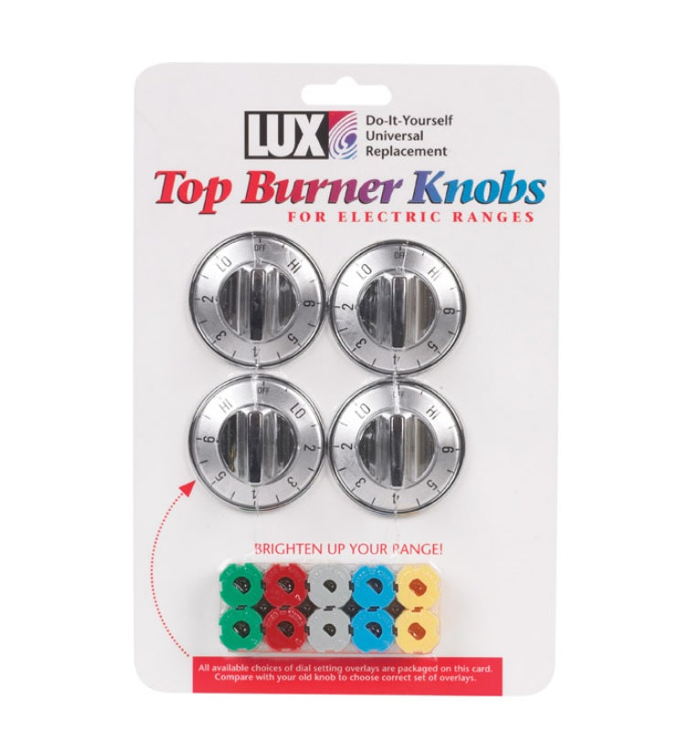 Lux CPR405 Top Burner Knobs For Electric Ranges - Chrome