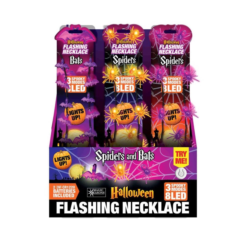 Magic Seasons 768174 Halloween Bats/Spider Flashing Necklace, 3 Volt