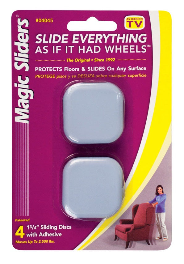 Magic Sliders 04045 Adhesive Floor Slide, 1-3/4", Square, Cd/4