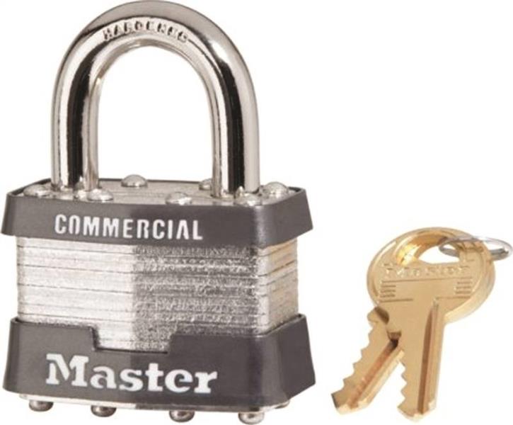 Master Lock 1KA2008 Laminated Padlock, Steel, Cadmium, 5/16" x 15/16" X 3/4"