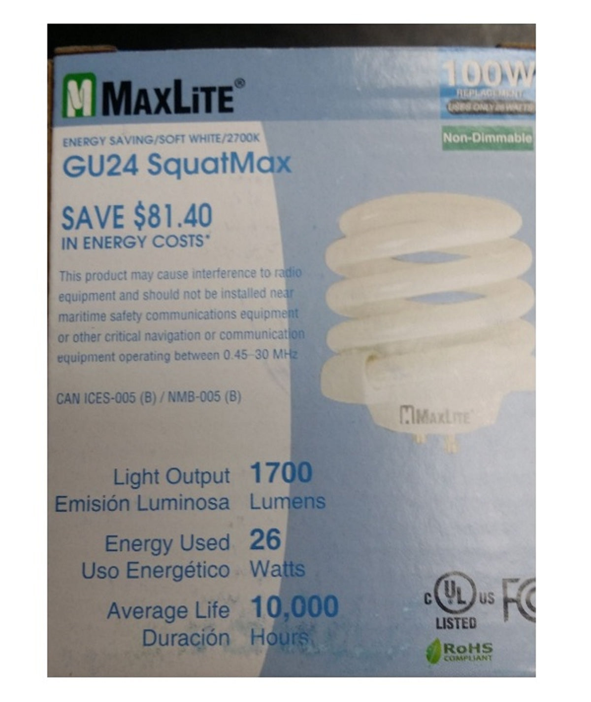 Buy maxlite gu24 squat max 2700k - Online store for lamps & light fixtures, compact fluorescent in USA, on sale, low price, discount deals, coupon code