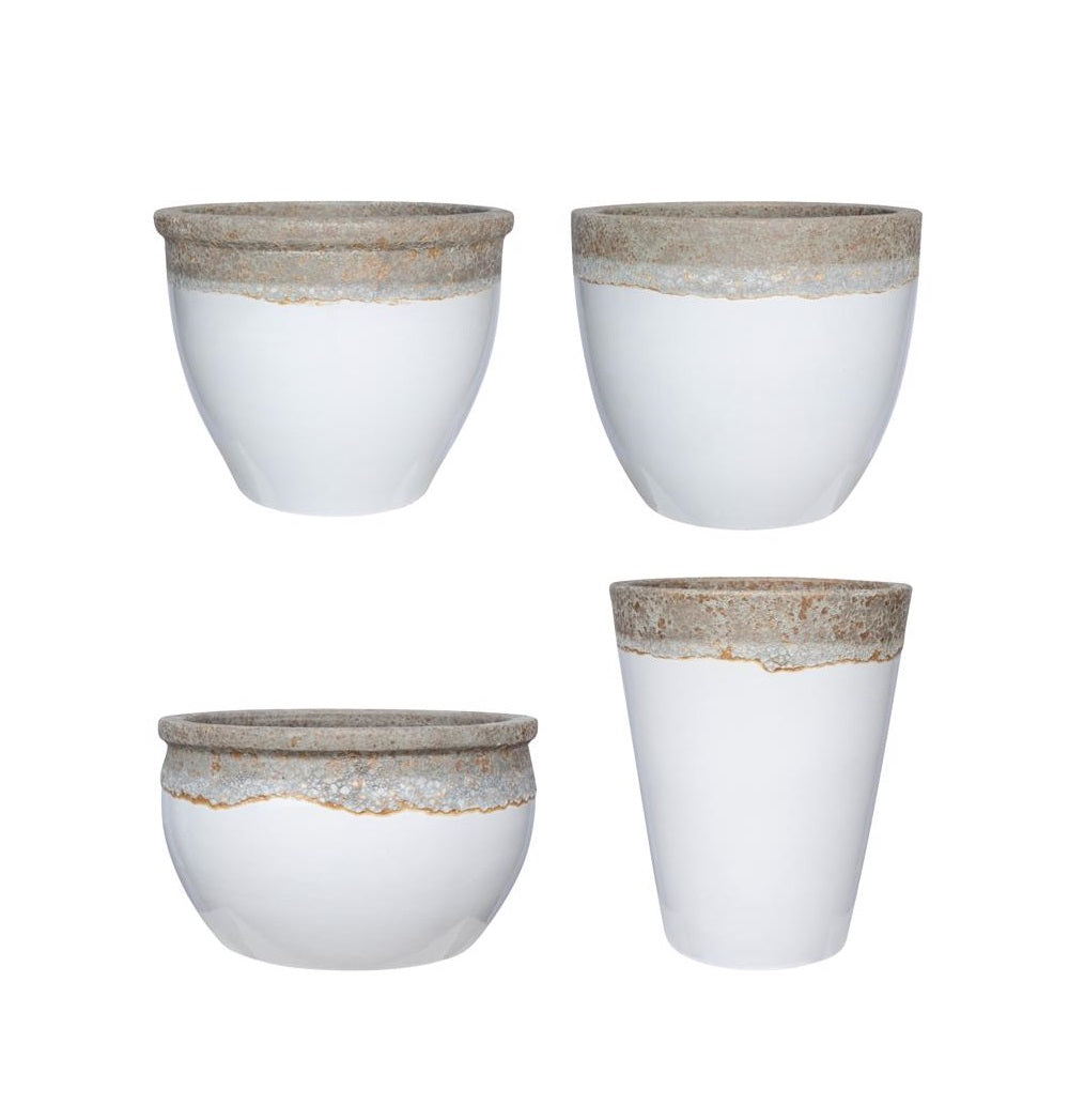 Michael Carr Designs 2559CVOLWHIT Pottery Ceramic Bowl Planter, White, 12 inches