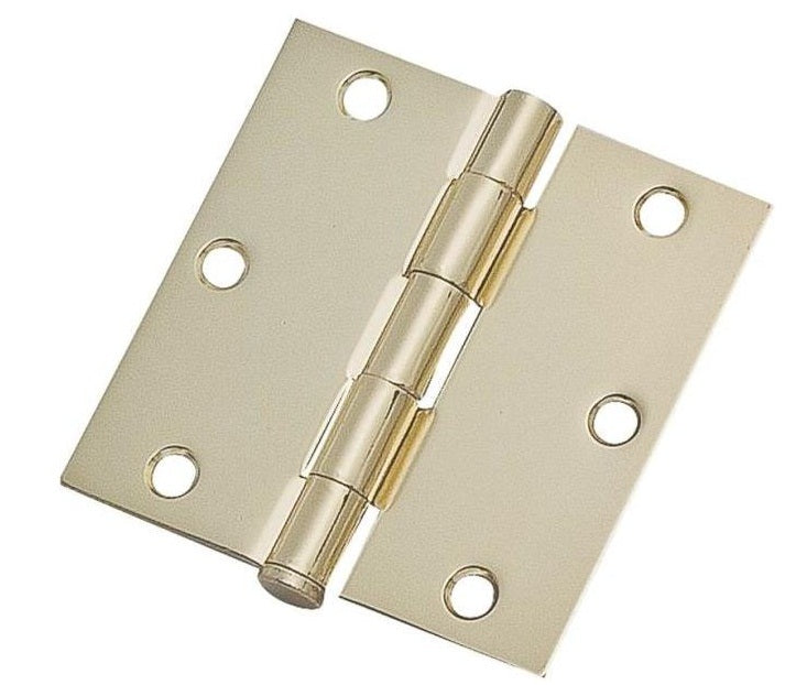 ProSource 20338BBX Residential Square Door Hinge, 3.5", Bright Brass