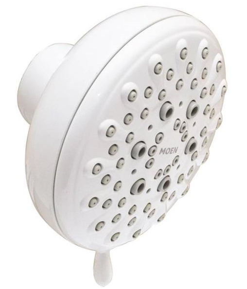 Moen 23045W Fixed Showerhead, 5 Spray, Glacier White