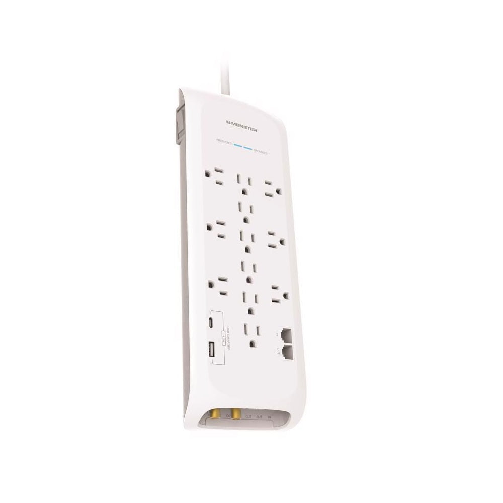 Monster 1815 Just Power it Up Surge Protector with USB, 1875 Watts, 125 Volt