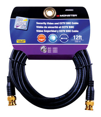 Monster JHIU0003 Just Hook It Up Security Video & CCTV BNC Cable, 12'