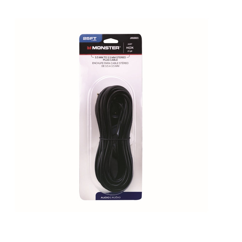 Monster JHIU0023 Just Hook It Up 3.5 mm Stereo Plug Cable, 25', Black