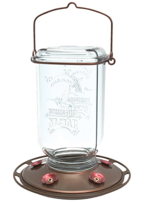 More Birds 68 Mason Jar Hummingbird Nectar Feeder, 25 Oz Capacity