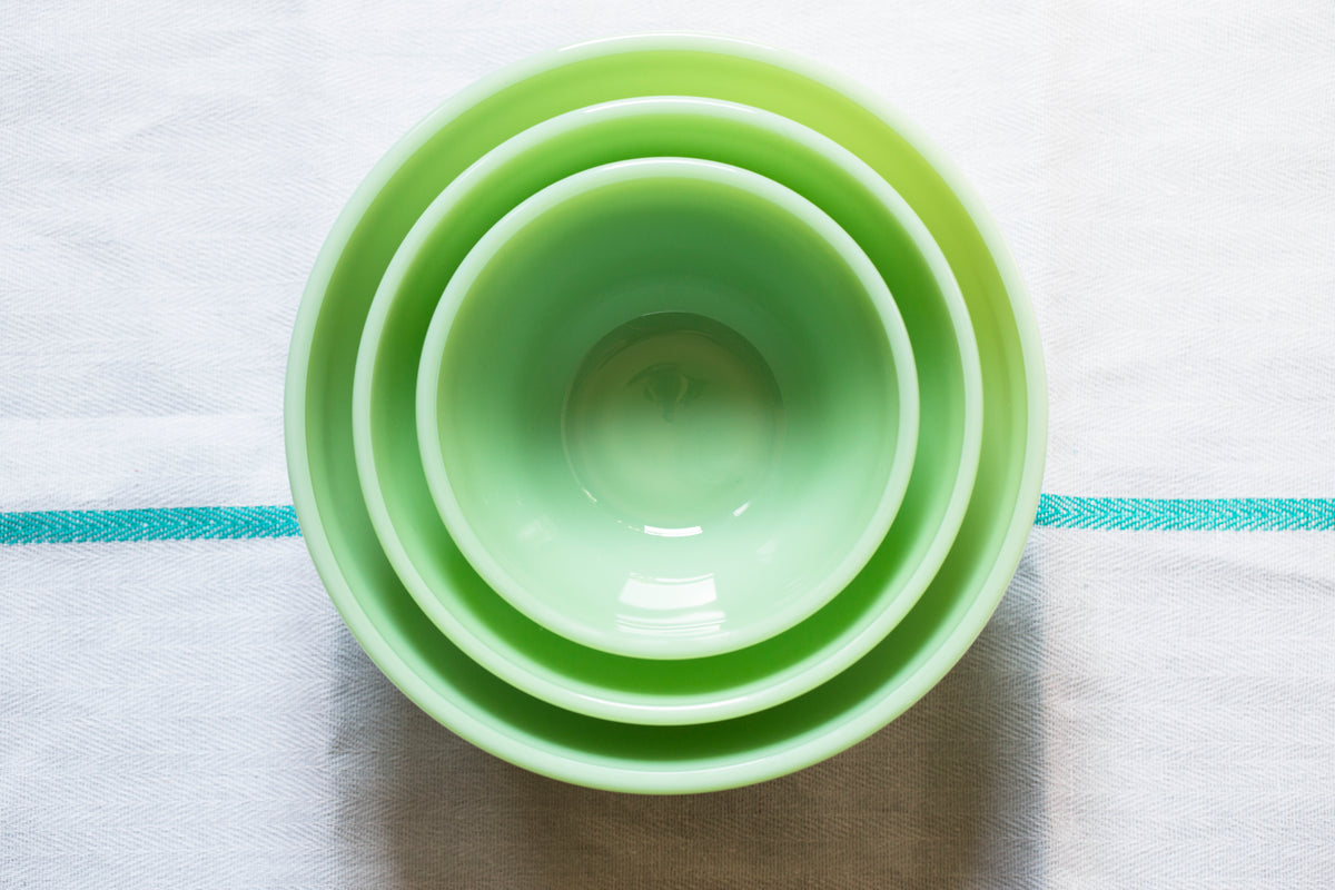 Mosser Glass 3 Piece Set Mixing Nesting Bowls, Jade