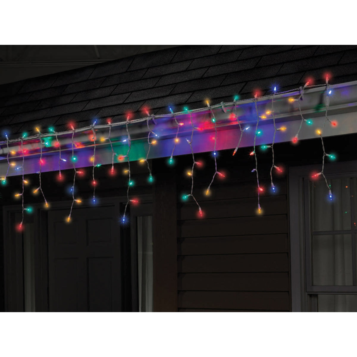 Celebrations 284B4215 LED Twinkle Icicle Light Set, 5.5', 100 Multi-Color Lights