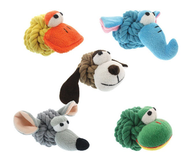 MultiPet 29035 Rope Head Animals Dog Toy, Small, 4"