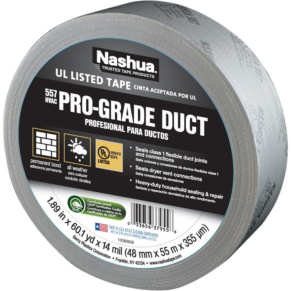 Nashua 1207800 557-HVAC Duct Tape, Silver, 1.89" x 60.1 Yards