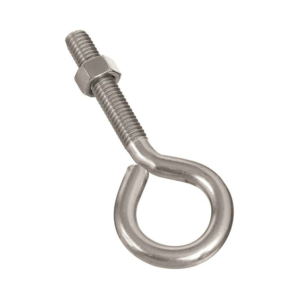 National Hardware 221648 Eye Bolt, Stainless Steel, Zinc Plated, 3/8" x 4"