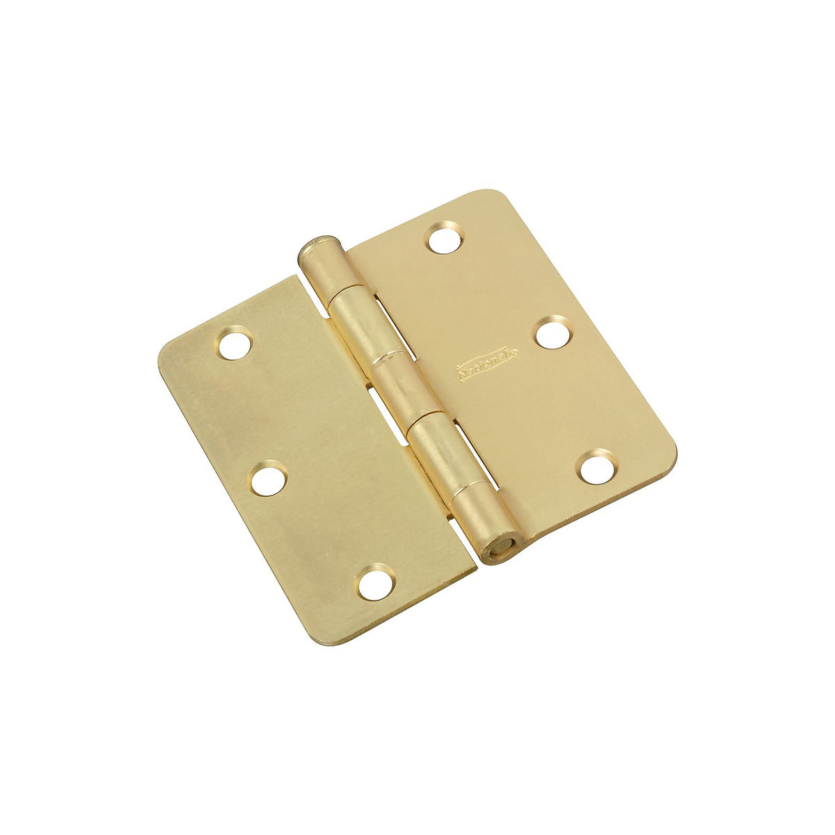 National Hardware 830227 Round Corner Door Hinge, 3-1/2", Satin Brass