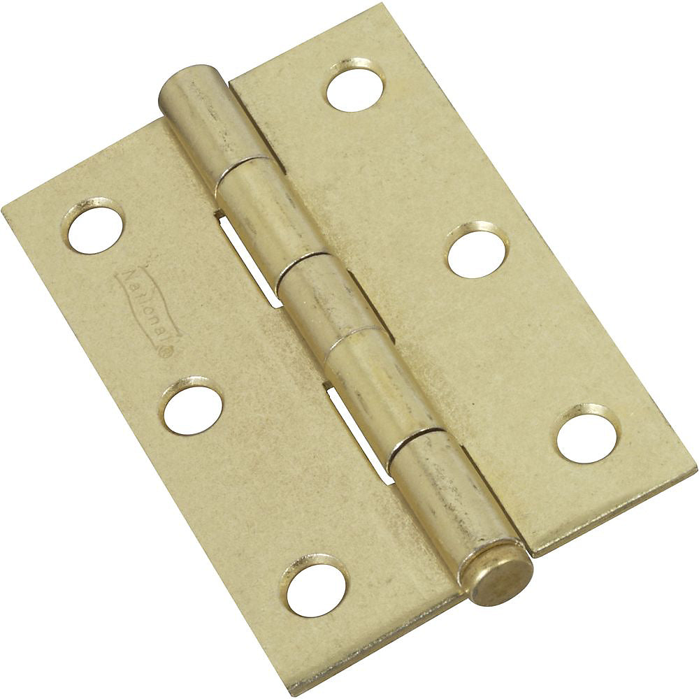 National Hardware N142-067 Full Mortise Narrow Hinge, 3", Brass, 2/CD