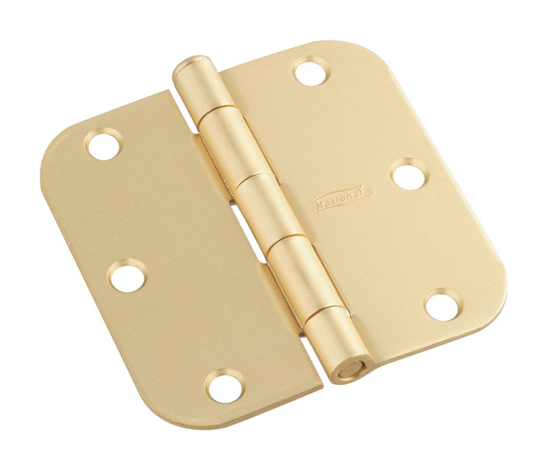 National Hardware N143-354 Door Hinge, Solid Brass, Satin Brass, 3-1/2"