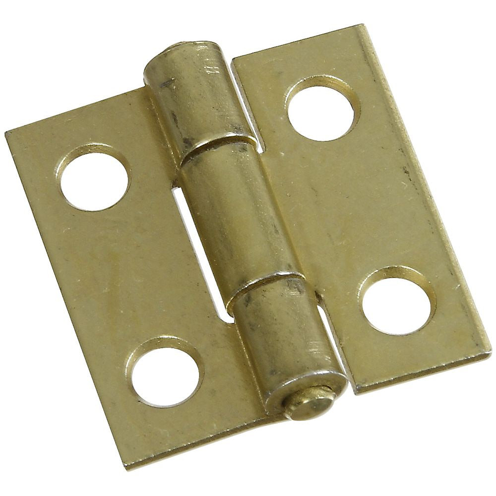 National Hardware N145-946 Flush/Full Inset Square Corner Narrow Hinge, 1" , Brass