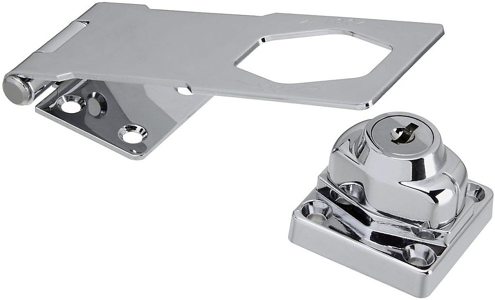 National Hardware N183-780 V827 Keyed Hasp Lock, 4-1/2", Chrome Plated