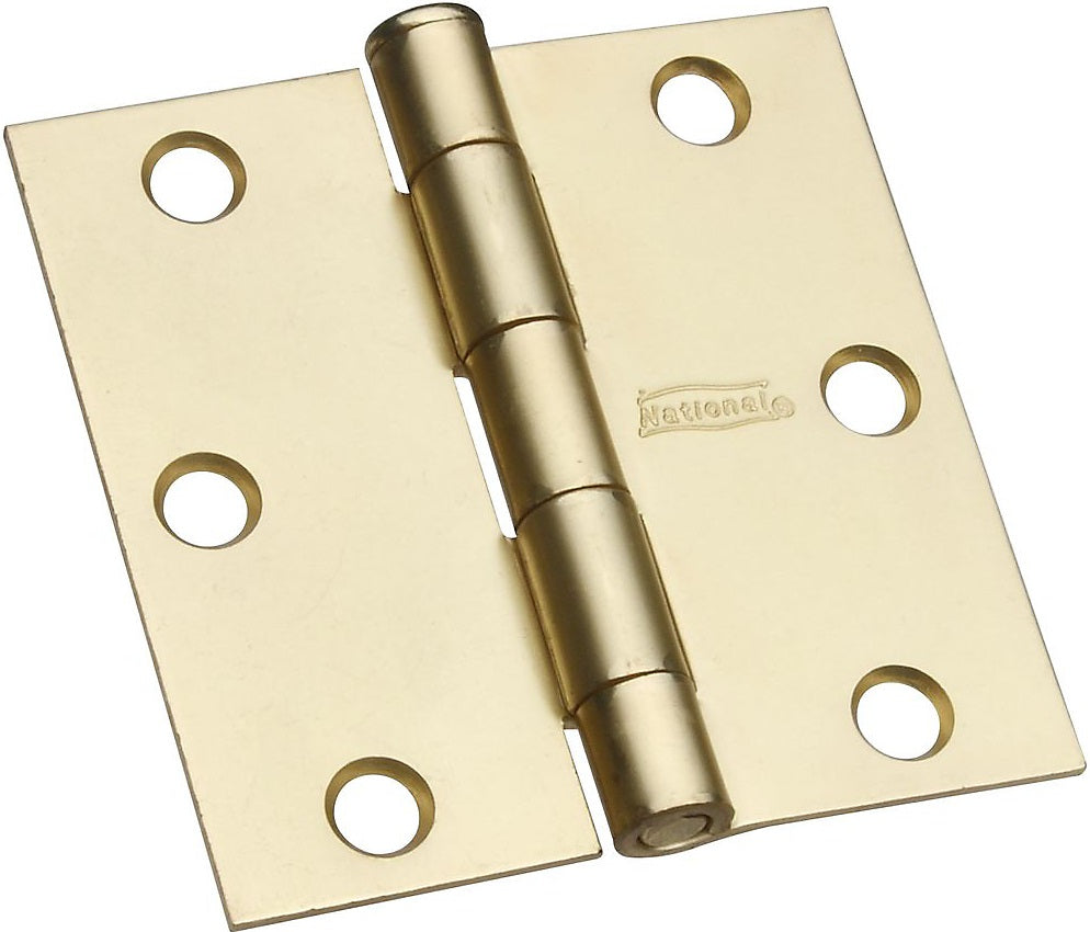 National Hardware N186-908 V512 Mortise Square Corner Door Hinge, 3", Satin Brass
