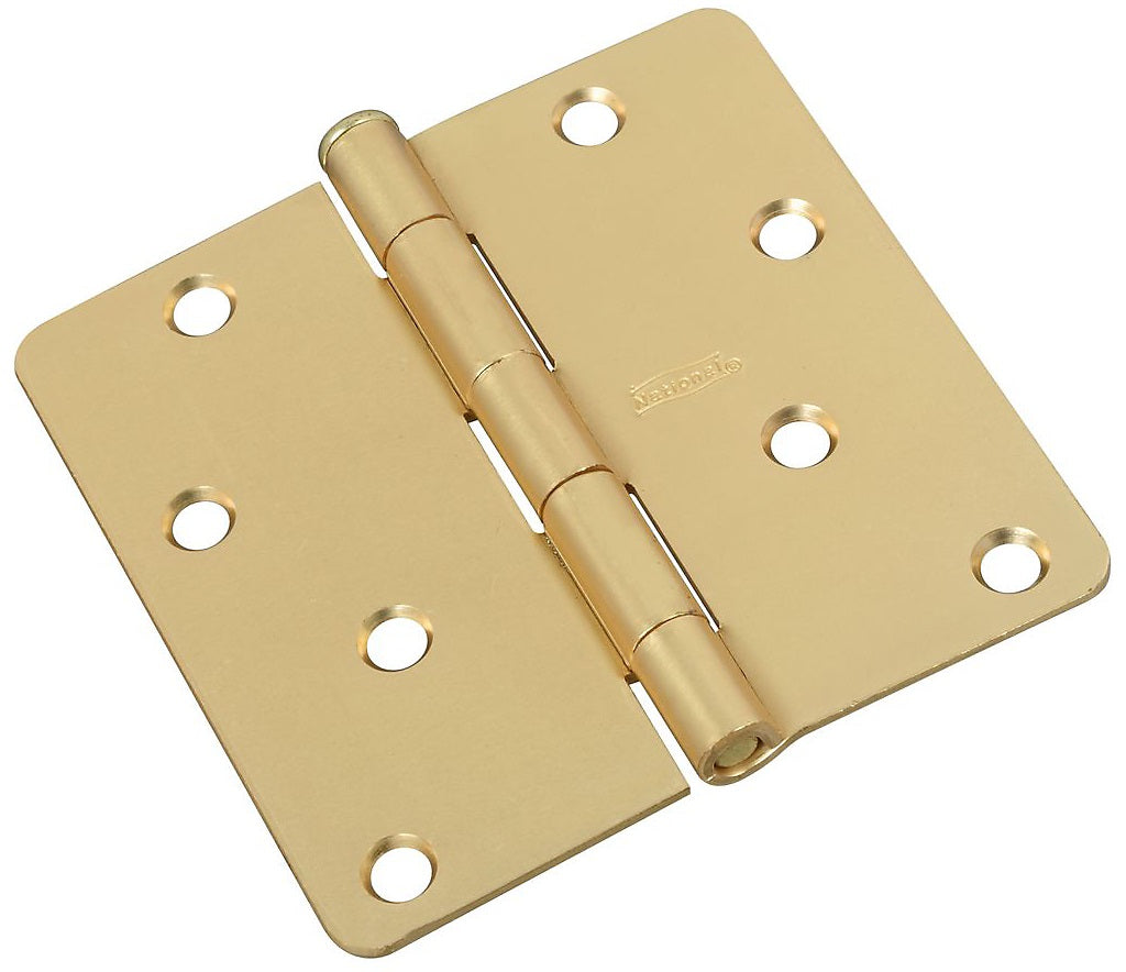 National Hardware N186-932 Door Hinge, Satin Brass, 4"