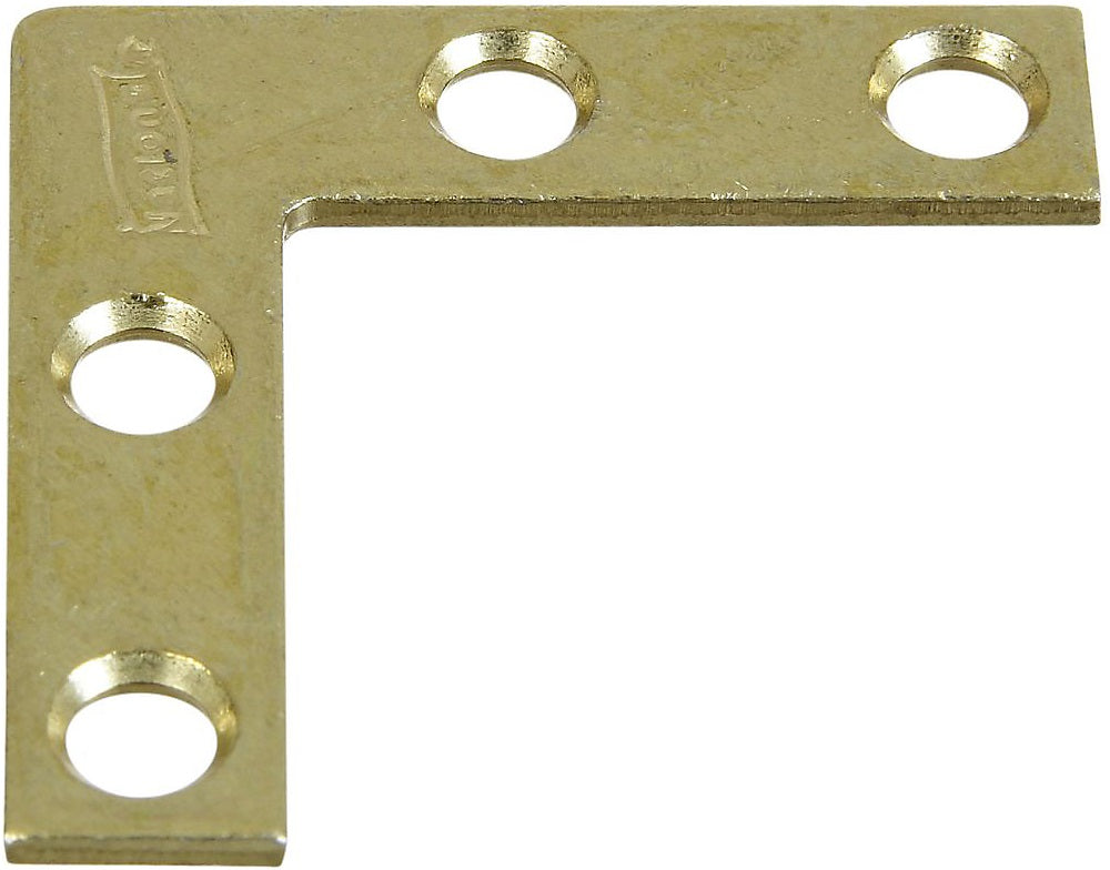 National Hardware N190-868 Flat Corner Brace, 1-1/2" x 3/8", Bright Brass