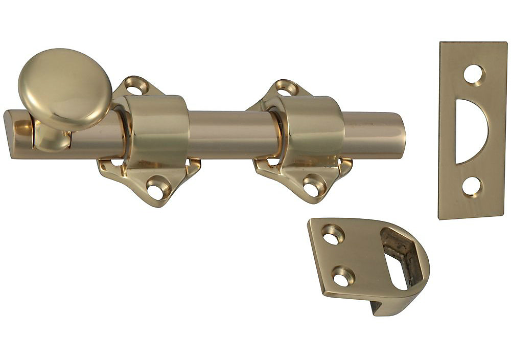 National Hardware N198-028 Dutch Door Bolt, Solid Brass, 4.34"