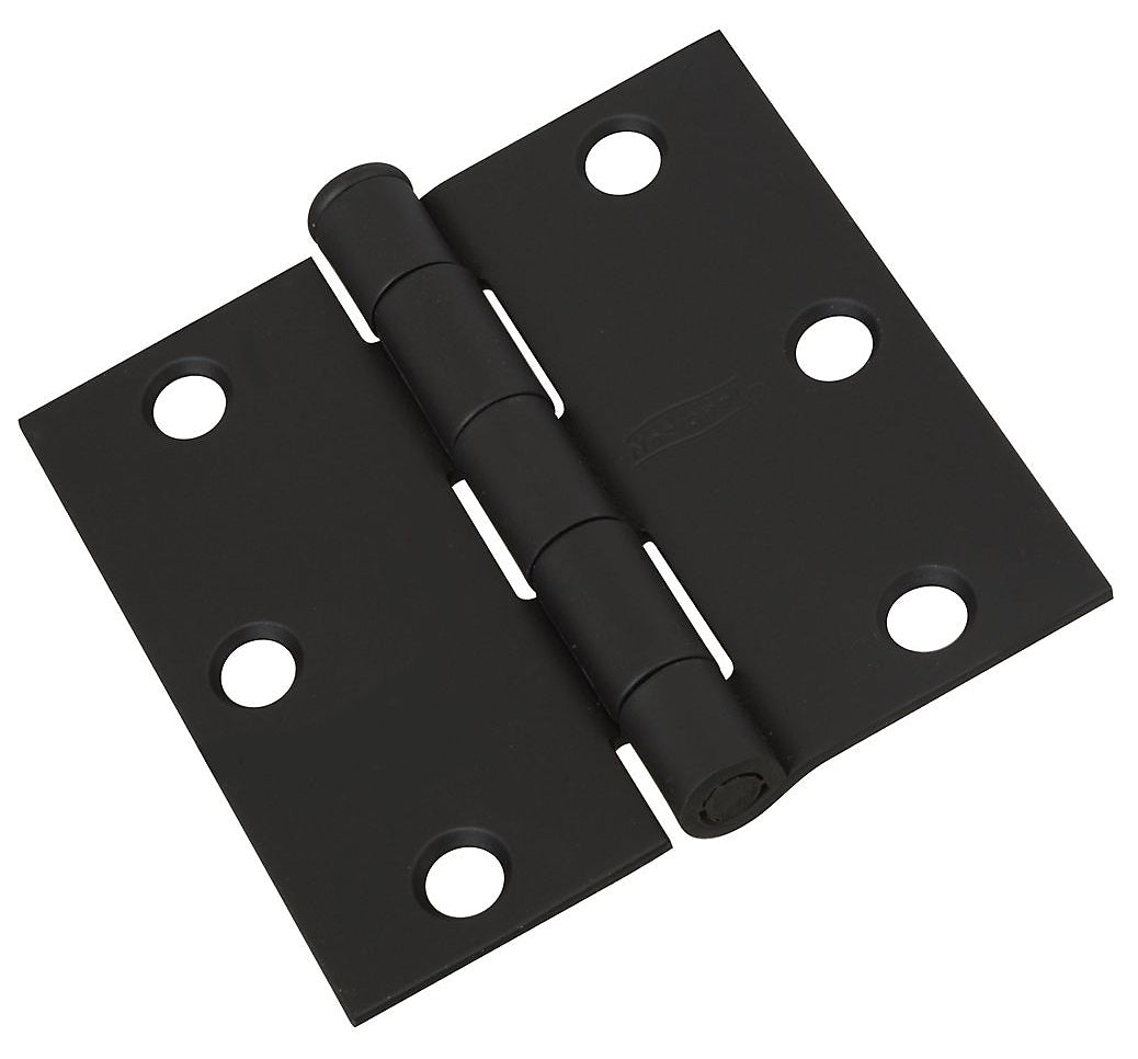 National Hardware N241-182 Full Mortise Square Corner Door Hinge, 3", Black