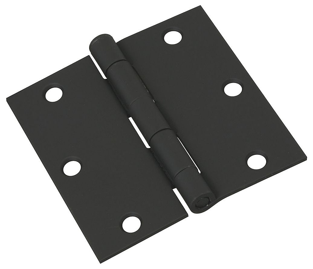 National Hardware N241-190 V512 Full Mortise Square Corner Door Hinge, 3-1/2", Black