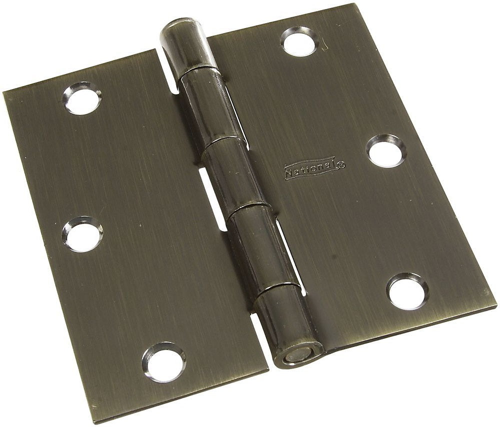 National Hardware N830-176 SPB512 Square Corner Door Hinge, Antique Brass