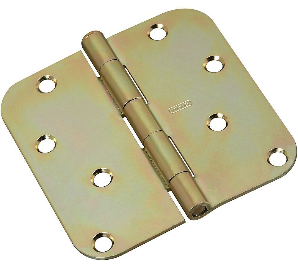 National Hardware N830-261 Full Mortise Round Corner Door Hinge, Brass Tone, 4" L