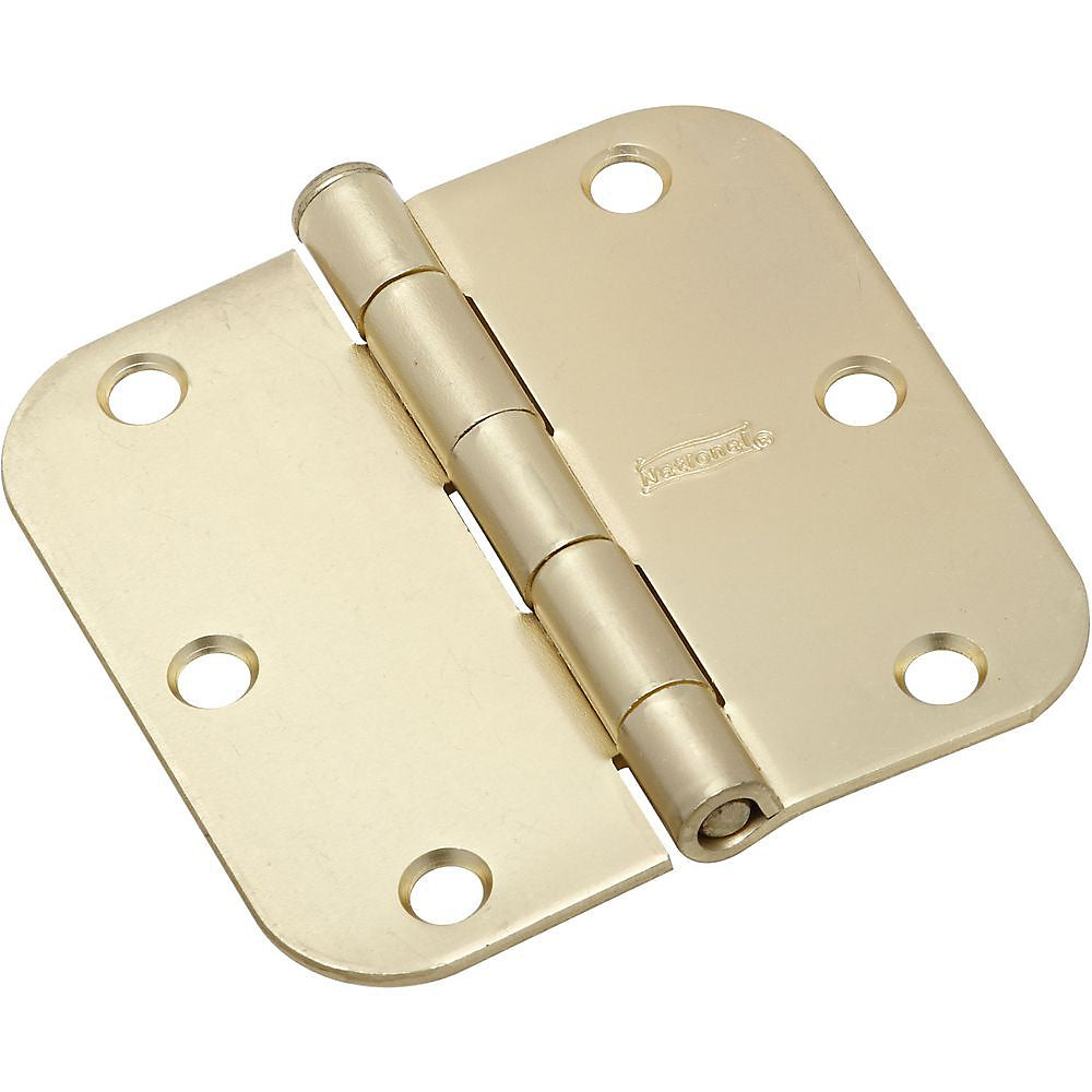 National Hardware N830-334 Heavy-Gauge Steel Door Hinge, 3-1/2", Satin Brass