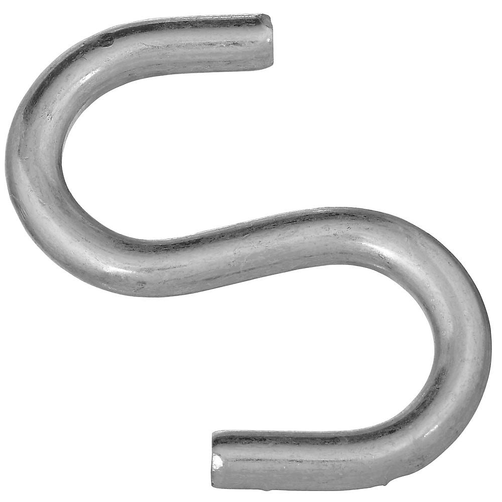 National Hardware V2076 Open S-Hook, Steel, 3", Zinc plated