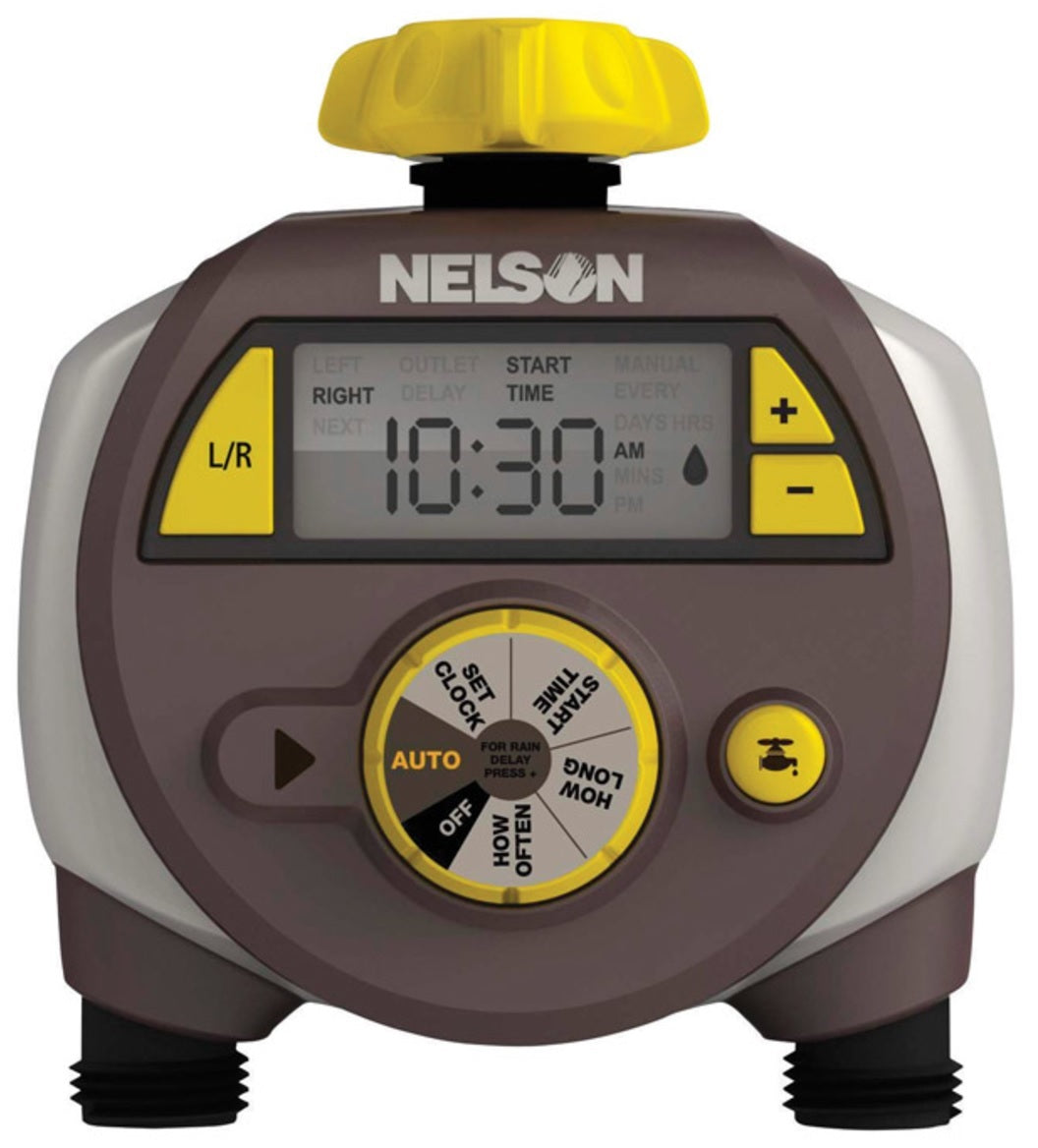Nelson 856124-1001 Programmable 2 Zone Water Timer, Gray