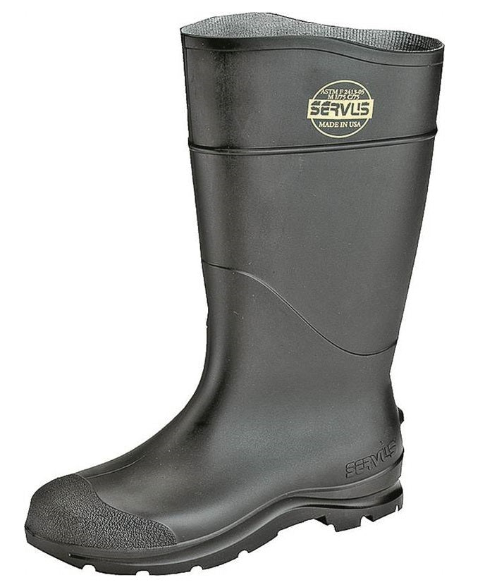 Servus 18822-6 Plain Toe Saftey Boots, Size 6, Black