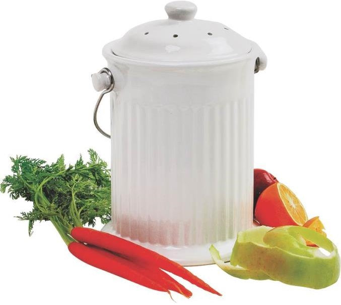 Norpro 93 White Ceramic Compost Keeper, 10.5" x 8"