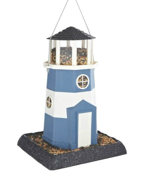 North States 9076 Large Nautical Blue & White Lighthouse Birdfeeder