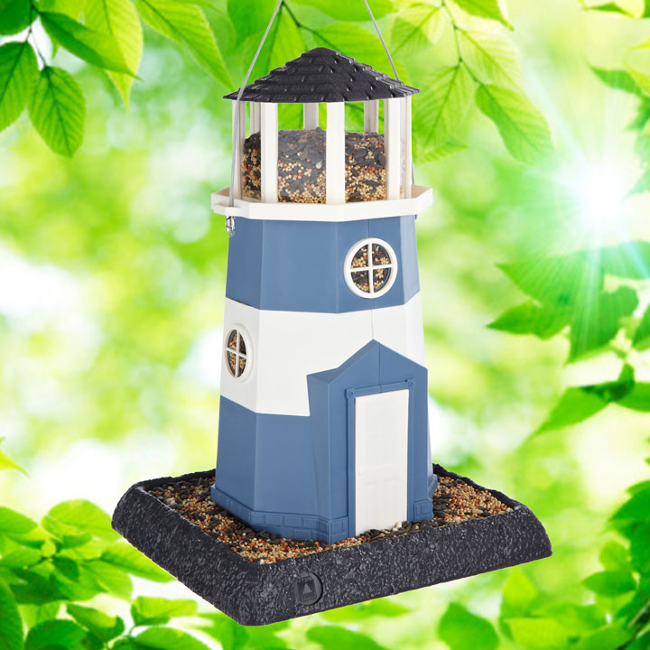 North States 9076 Large Nautical Blue & White Lighthouse Birdfeeder
