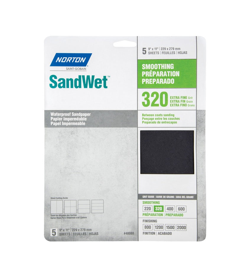Norton 48080 Waterproof Sandpaper, 320 Grit