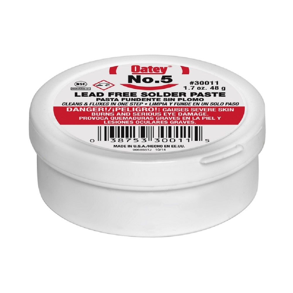Oatey 30011 No. 5 Lead-Free Paste Flux, 1.7 Oz, Amber