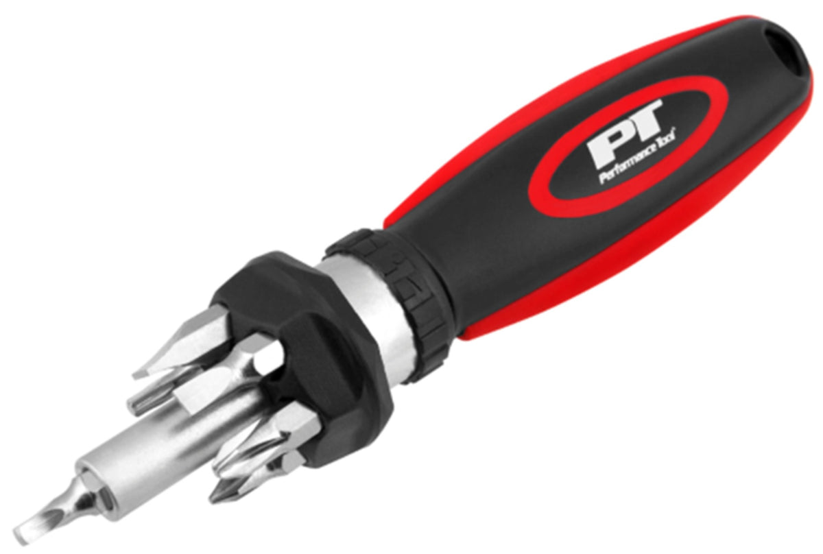 Performance Tool 20149 Ratcheting Multi-Bit Driver, Black/Red