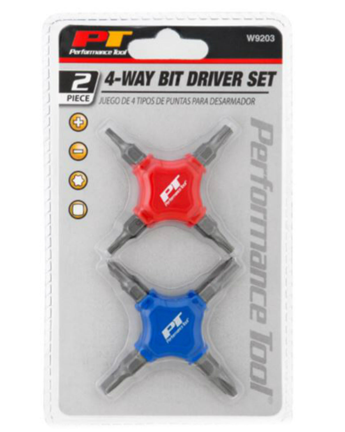 Performance Tool W9203 4-Way Bit Driver Set, Plastic