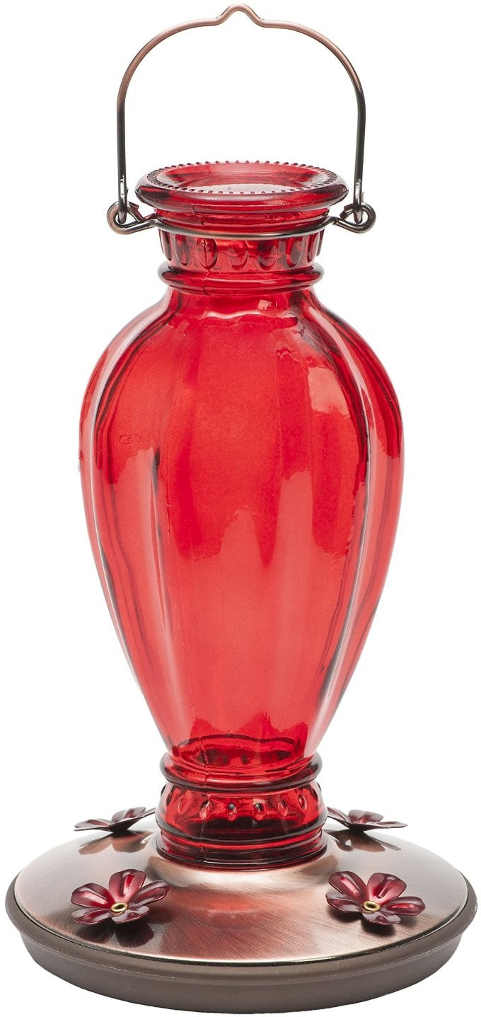 Perky Pet 8133-2 Daisy Vase Vintage Glass Hummingbird Feeder, Red