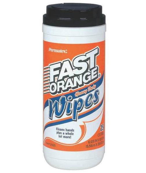 Permatex 25050 Fast Orange Hand Cleaner Wipes, 25 count